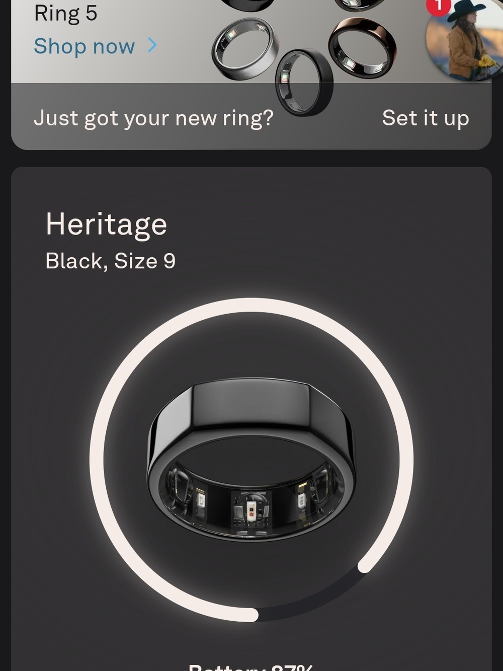 Oura Heritage Black Ring Size 9 - Picture 5 of 6